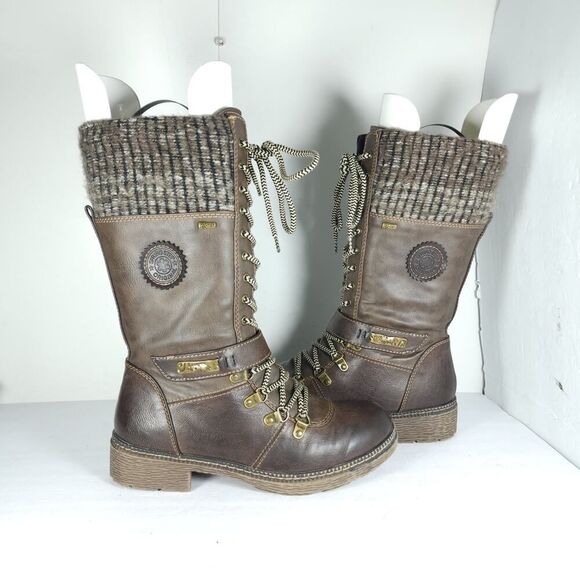 Spring Step Women's Ababi EU38 US7,5 Brown Leather Knitted lined winter Boots - Picture 8 of 15